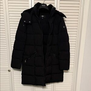 DKNY Quilted Black Long Coat